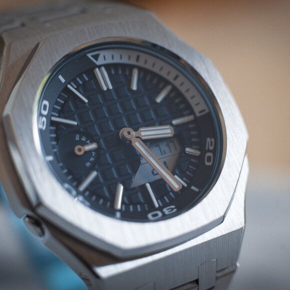 (Brand New) Casio G-Shock GA-2100 Full Mod Stainless Steel with Blue Waffle Face - Picture 8 of 17